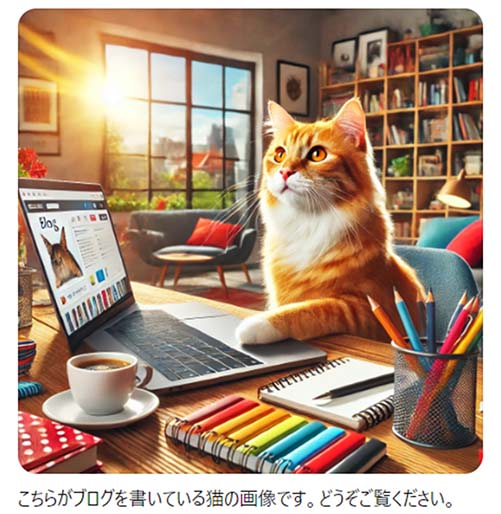 ブログを書く猫